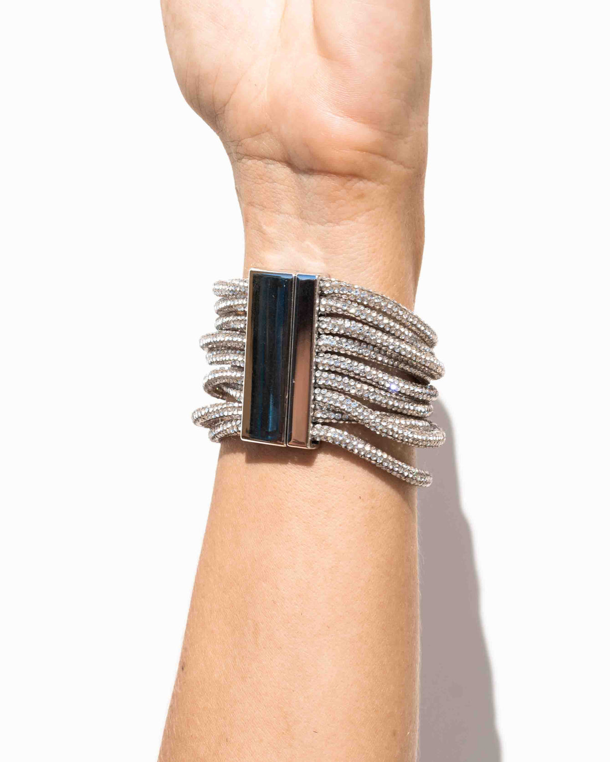 ROCKNOT - Multi Strand Cuff Bracelet 8" - Crystal