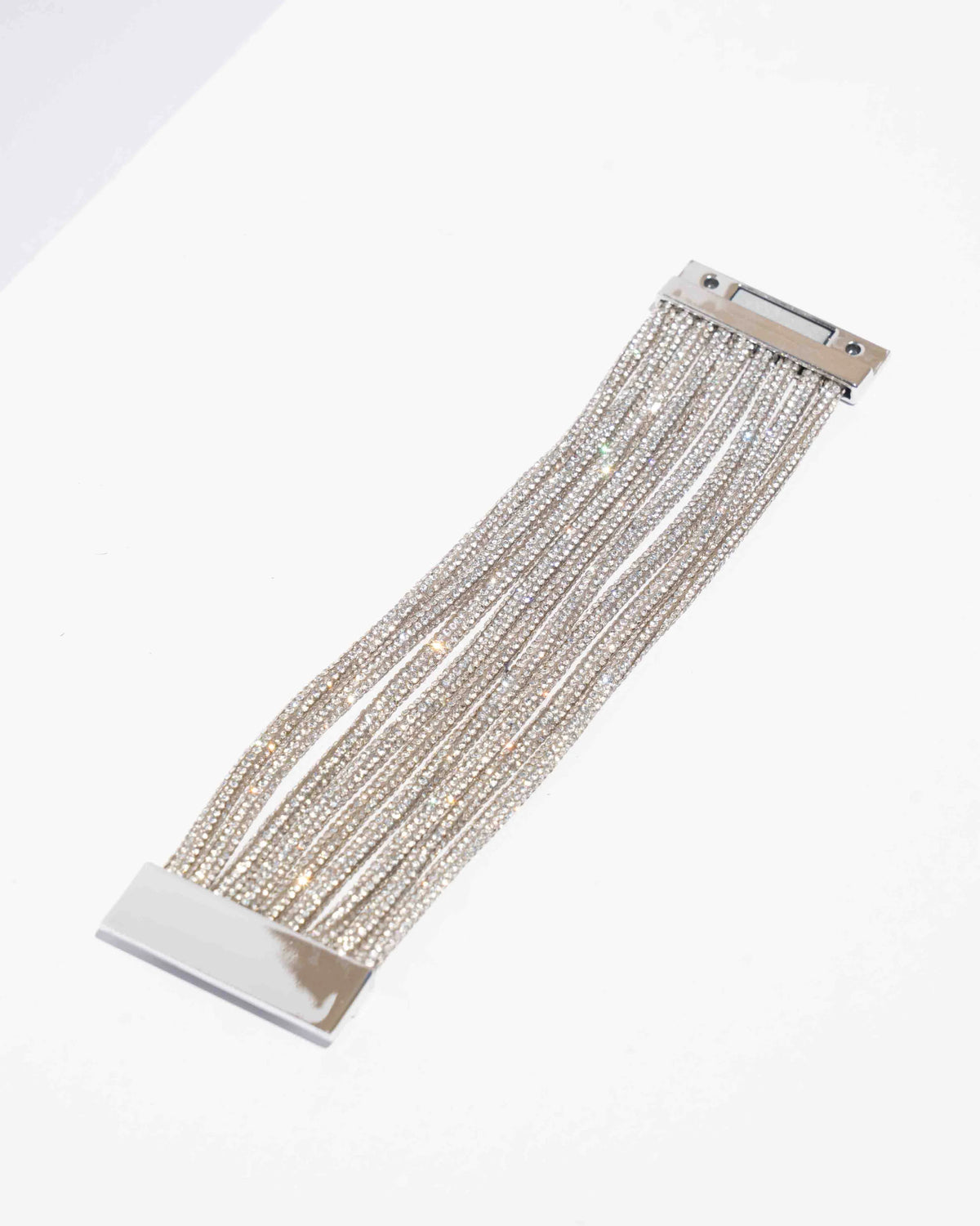 ROCKNOT - Multi Strand Cuff Bracelet 8" - Crystal