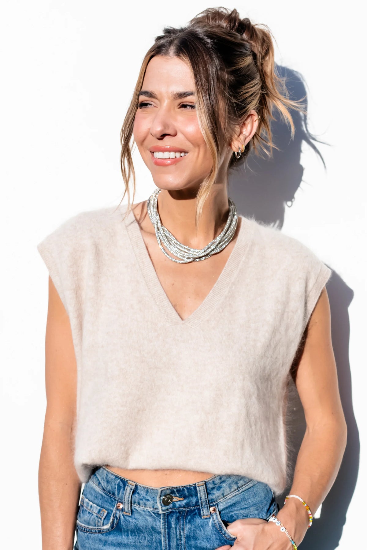 ROCKNOT - Multi Strand Necklace 15.5" - Crystal